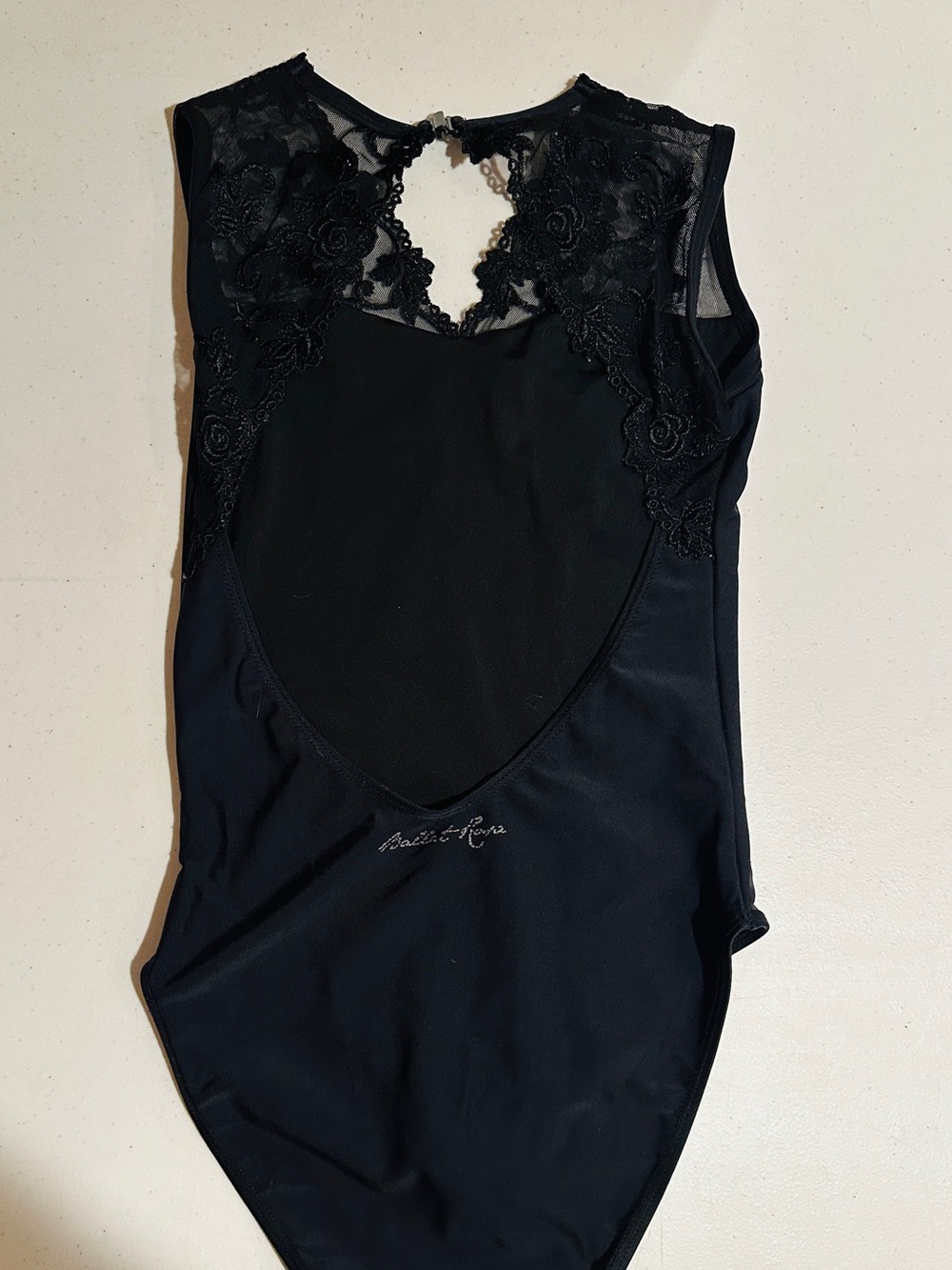 Ballet Rosa Sleeveless Lace Back Leo - Black